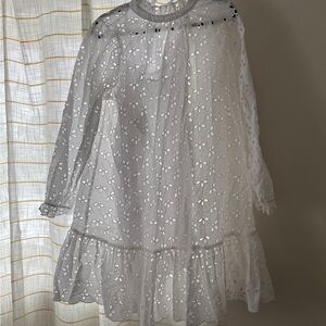 J crew White Floral Eyelet Dress XXL